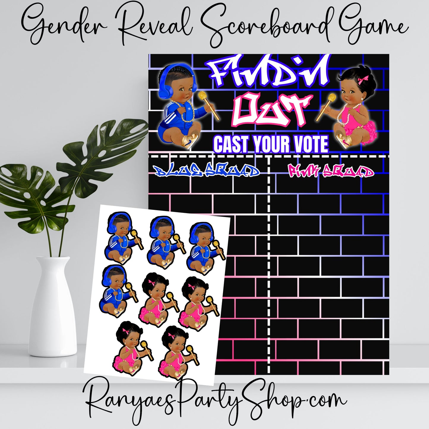 Find'N Out Gender Reveal Scoreboard | Gender Reveal Games | 18x24 Poster Size | Instant Download
