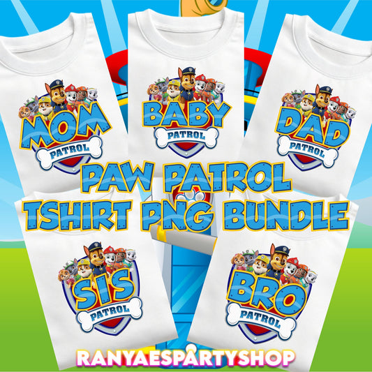 Paw Patrol Family T-Shirt Bundle | Paw Patrol Birthday Shirts | PNG IMAGES | INSTANT DOWNLOAD | NOT EDITABLE | Digital File Only