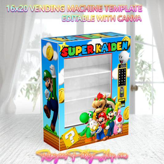 Super Mario Vending Machine Template | Editable 16x20 Canva Template | Mario Party Gift | Custom Vending Machine