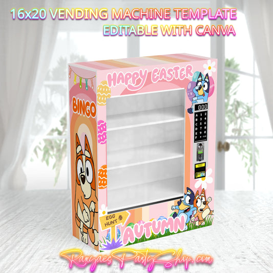 Pink Bluey Easter Vending Machine Template | Editable 16x20 Canva Template | Bluey Party Gift | Custom Vending Machine