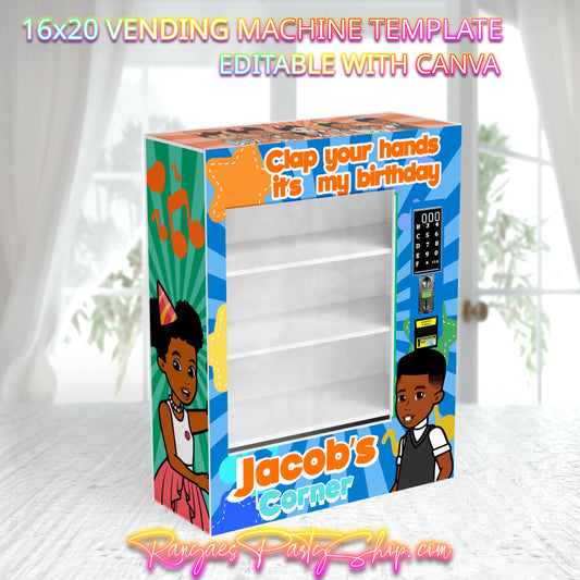 Gracie Corner Boy Vending Machine Template | Editable 16x20 Canva Template | Gracie Corner Boy Party Gift | Custom Vending Machine