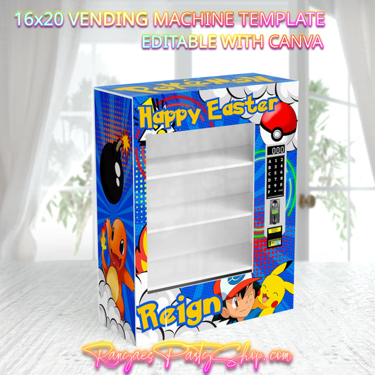 Pokemon Easter Vending Machine Template | Editable 16x20 Canva Template | Pokemon Party Gift | Custom Vending Machine