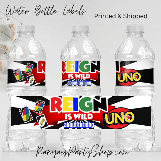 First Birthday UNO Water Bottle Labels | Custom Water Bottle Labels | UNO Party | First Birthday Water Bottle Favors