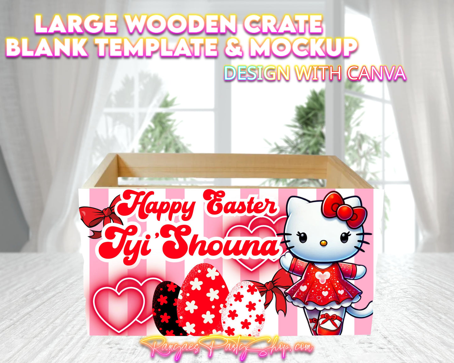Large Wooden Crate Template & Mockup | Canva Template | Canva Mockup | Custom Wooden Crate Template