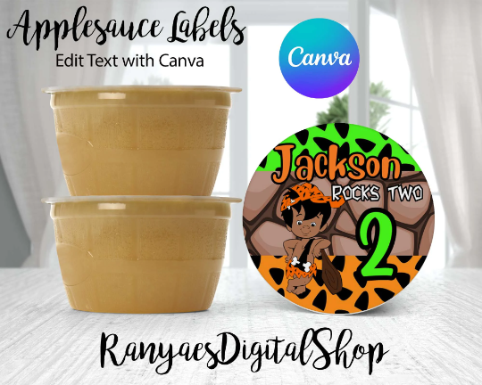 African American Bam Bam Applesauce Label | Edit Text with Canva | Applesauce Party Favor Labels | Edit | Save | Download | Print |