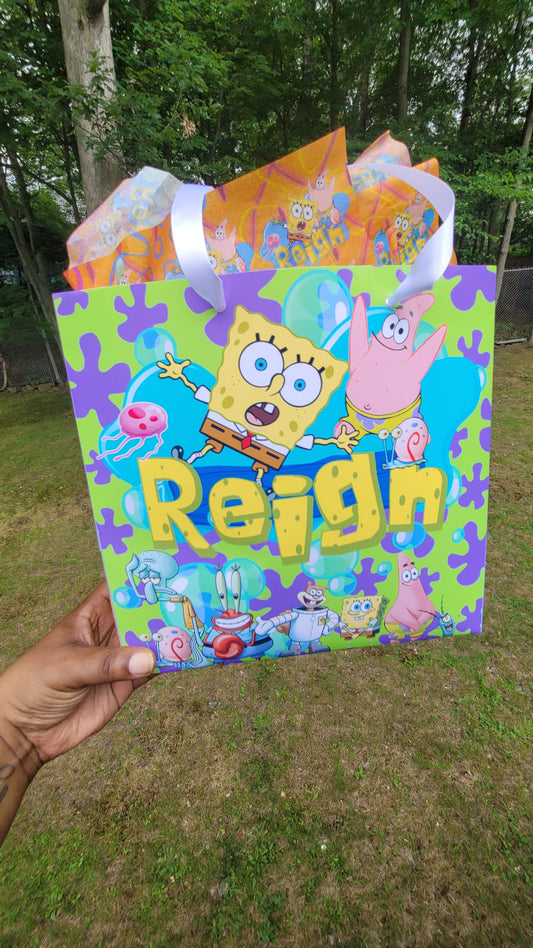 SpongeBob Gift Bag Template | 13x19 Canva Gift Bag Template | Edit Text with CANVA PRO | Digital File Only