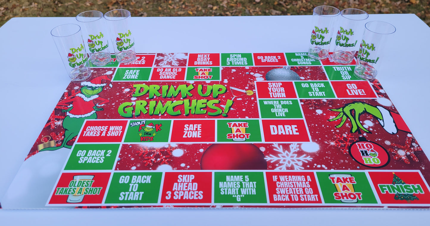 Drink Up Grinches Game Board Set | Christmas Party Game | Grinchmas Board Game | 11x17 Game Board