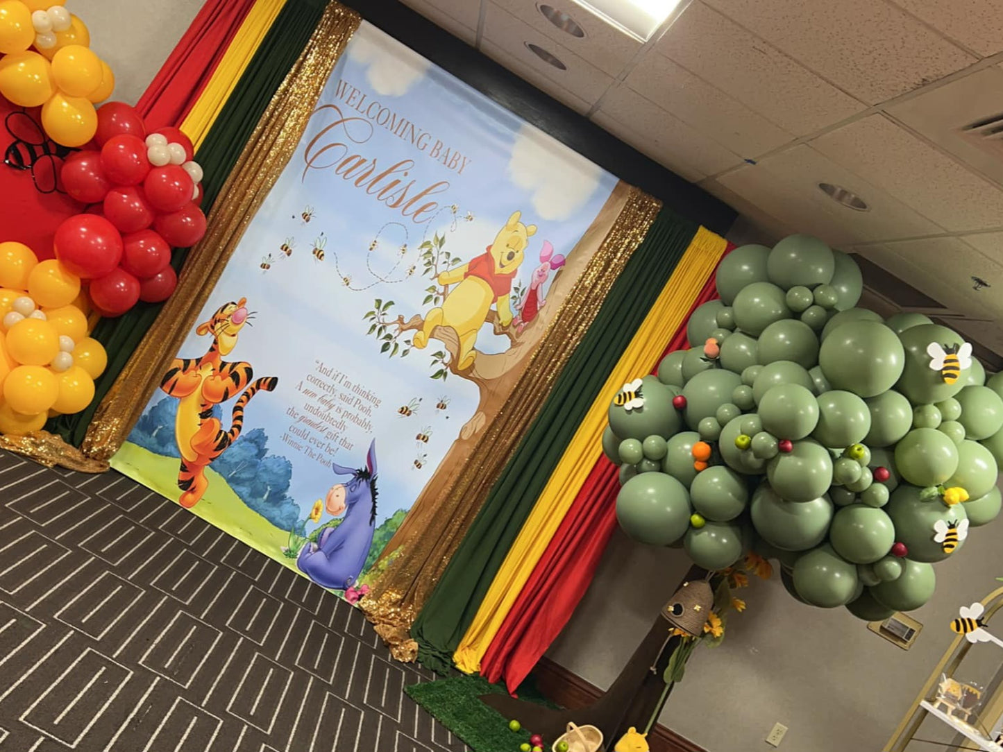 Pooh Baby Shower Backdrop | Winnie the Pooh Backdrop | Baby Shower Backdrop | Winnie the Pooh Baby Shower